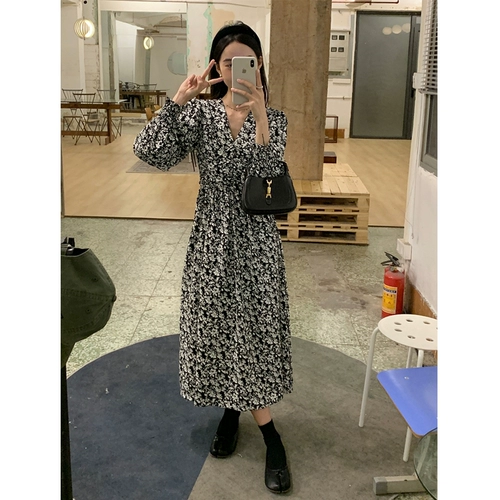 Летнее платье, приталенная длинная юбка для отдыха, свежий милый корсет, городской стиль, в цветочек