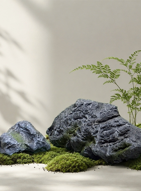 中式微景观玻璃钢假山石造景摆件