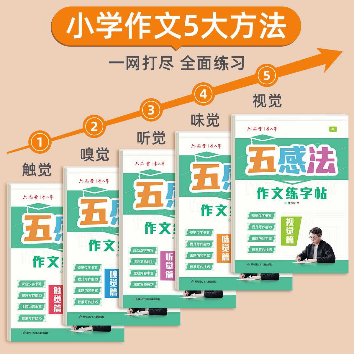 六品堂五感法写作文练字帖扩句法小学生专用字帖看图写话一二年级三年级四五六年级语文同步好词好句优美句子积累练字本作文素材
