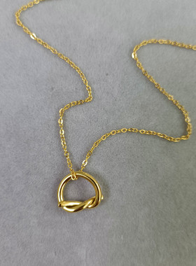 设计师款项链法式百搭小众锁骨链钛钢镀18k真金打结经典毛衣链女