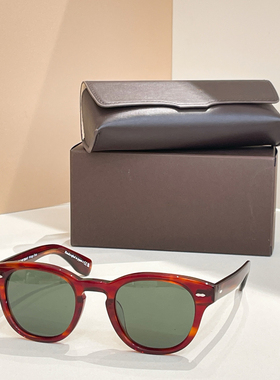 日系复古圆形手工防晒中小脸墨镜