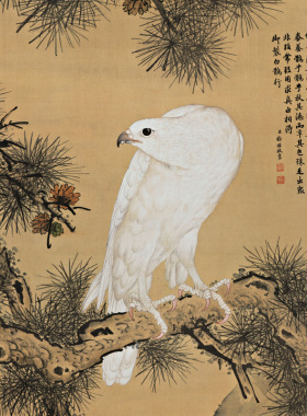 国画仿古挂轴清郎世宁神骏八马图书房装饰挂画开泰图丝绸画