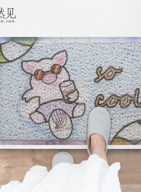 可爱卡通猪猪地垫家用厨房卫生间门口吸水地垫速干防滑硅藻土地垫