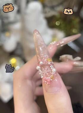 手工儿童美甲穿戴甲高级感中长款小女孩指甲贴片2026新款指甲贴片