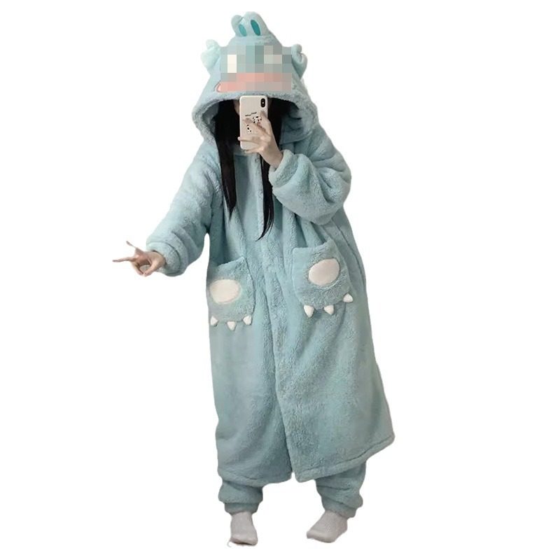 new小丑鱼卡通睡衣女冬季珊瑚绒学生睡袍加绒加厚连帽家居服套装,淘宝优惠券,粉丝福利购,淘宝优惠卷