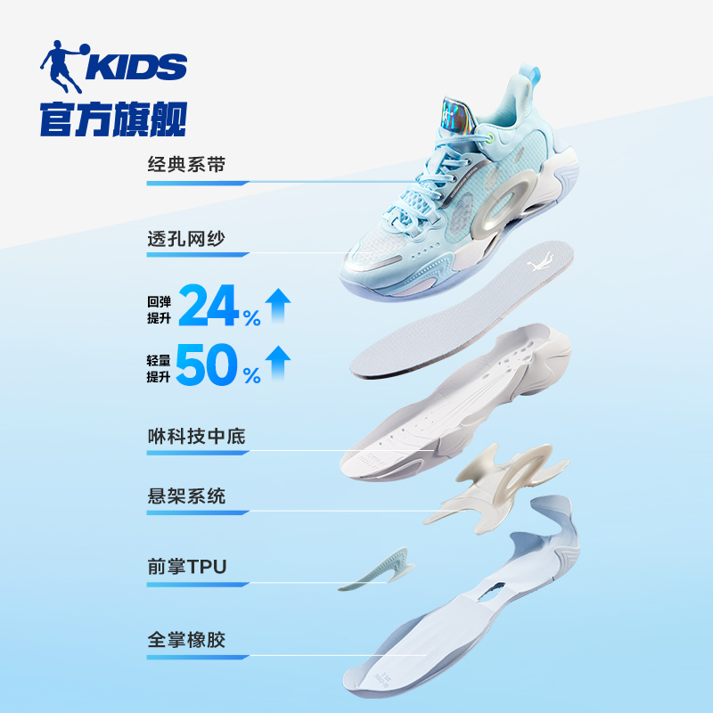乔丹破晓YOUNG男童专业篮球鞋2025夏季新款青少年网面透气运动鞋 - 图2