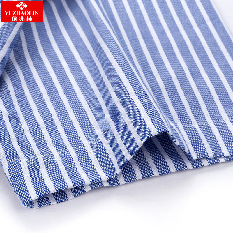 俞兆林夏季短袖纯棉牛津纺蓝色衬衫 瑞飞服饰衬衫