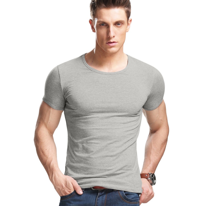 短袖t恤弹力棉白色圆领秋冬内搭男士打底衫弹力修身运动半袖夏季
