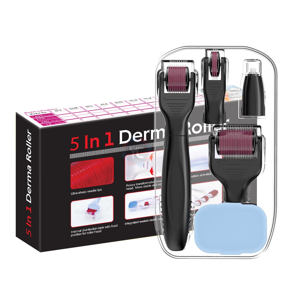 Derma Roller5in1滚轮组合装嫩肤微针淡皱身体护理面部补充水导入-图1