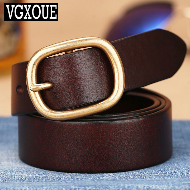 头层牛皮皮带女铜扣女士针扣真皮腰带时尚牛仔裤带简约休闲百搭潮,淘宝优惠券,粉丝福利购,淘宝优惠卷