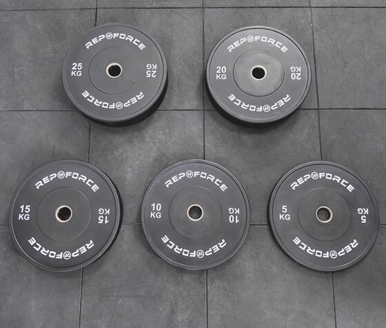 REPFORCE barbell plates black full rubber barbell plates