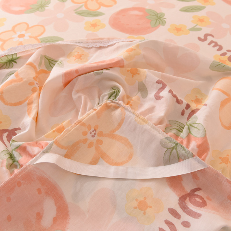 全棉床裙单件 简约风花边防滑花卉单人双人加厚床套1.8m纯棉床罩,淘宝优惠券,粉丝福利购,淘宝优惠卷