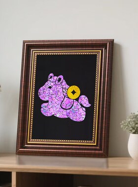 马年DIY非遗卡通小马手工螺钿装饰画材料包相框家居摆件创意沙龙