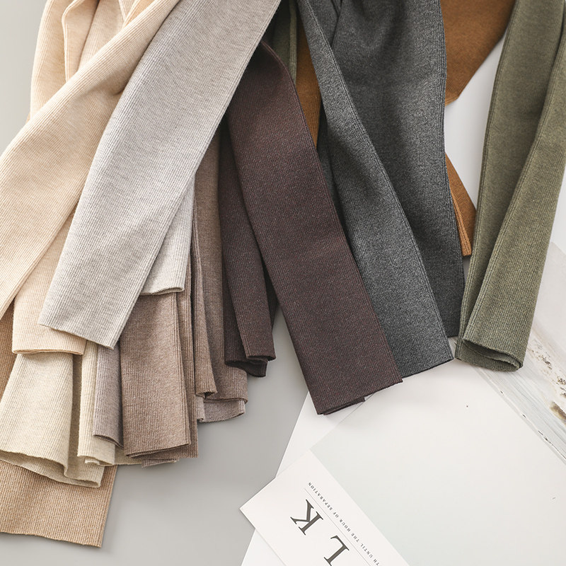 春秋燕麦色精梳棉细竖条纹连裤袜 rosirollan服饰打底裤