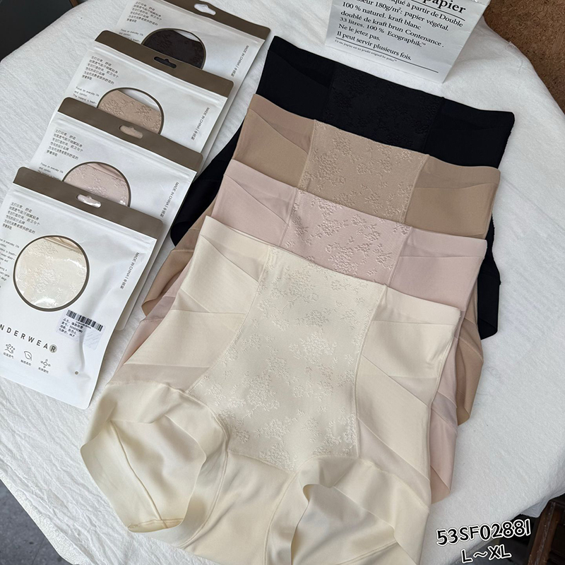 米娅林抗菌蚕丝裆高腰收腹提臀瑜伽裤女无痕美体内裤三角打底短裤 - 图3