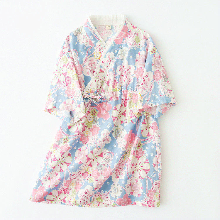 纯棉纱布亲子可外穿春夏女童短袖和服睡裙女孩汉服睡衣温泉汗蒸服,淘宝优惠券,粉丝福利购,淘宝优惠卷