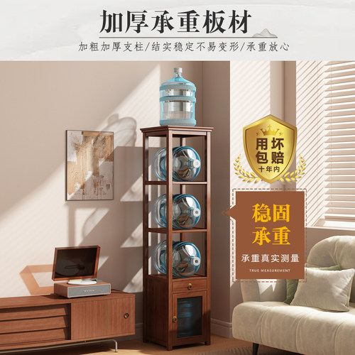 博古架实木中式小型置物架木架子窄款茶室茶叶架子茶柜古董架轻奢 - 图2