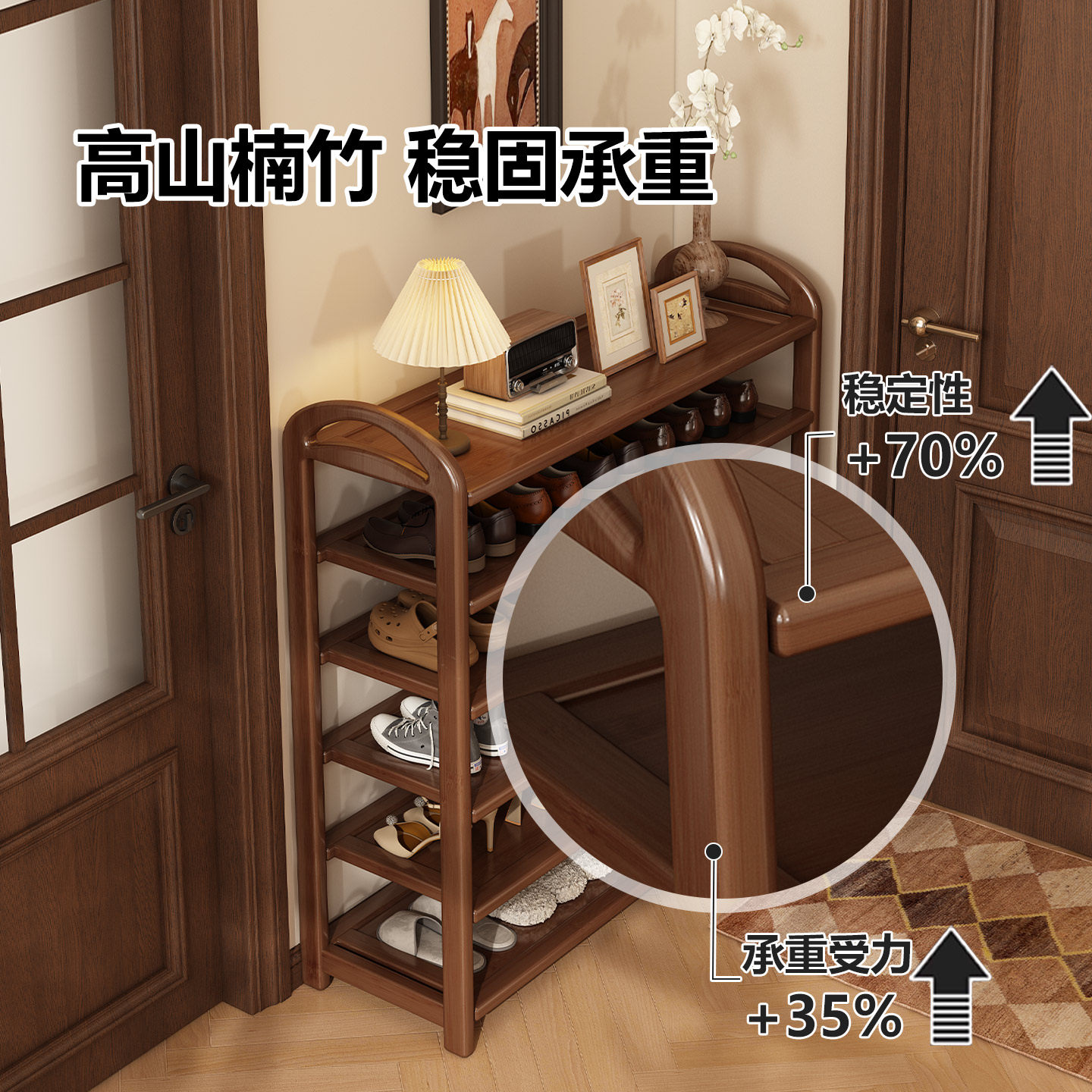 鞋架子家用门口多层中古鞋柜楼道入户门鞋子收纳置物架轻奢高级感,淘宝优惠券,粉丝福利购,淘宝优惠卷