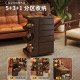 Solid wood mobile coffee table with drawer storage for small apartments