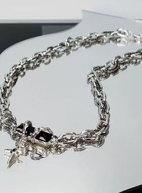 高街嘻哈缠绕叠戴男锁骨链