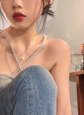 爱心项链女2026新款双层高级感小众锁骨链女设计感轻奢S925银颈链