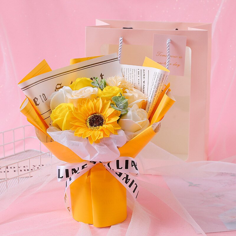 香皂花仿真永生花玫瑰假花小花束康乃馨妇女节礼物送女朋友生日花