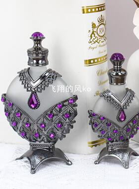 迪拜阿拉伯中东香水瓶精油分装瓶空瓶子大小公主镶钻工艺玻璃瓶