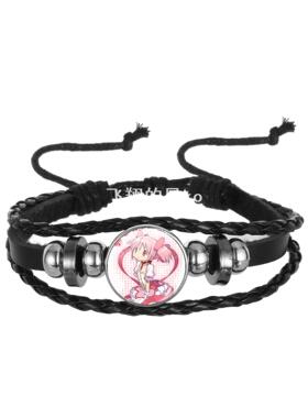 魔法少女小圆周边多层黑皮绳手链复古潮流男女通用动漫收藏腕饰