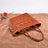 Кожаная плетеная пляжная летняя сумка, корзина, из натуральной кожи, французский стиль