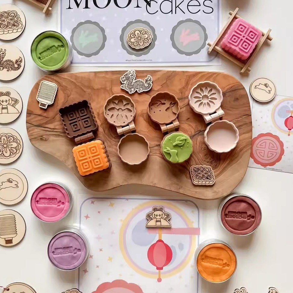 中秋月饼主题模具蛋糕切模橡皮泥儿童玩具面粉泥黏土过家家男女孩 - 图0