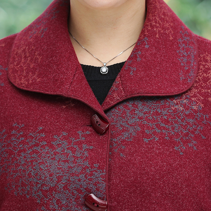 发财花旗舰店中年妈妈装春装毛呢外套中老年女装奶奶短款春秋呢子上衣老人衣服2