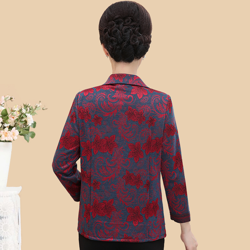 发财花旗舰店中老年女装秋装长袖衬衣中年妈妈春秋装衬衫老年人薄外套女款奶奶1