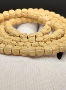 西藏热振百香籽方块顺108手持手串柏香籽红牙原生态药片红皮雕刻