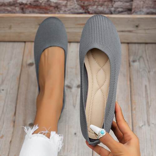 Round Toe Flats Shoes Casual Comfortable Soft Slip On Knit - 图0
