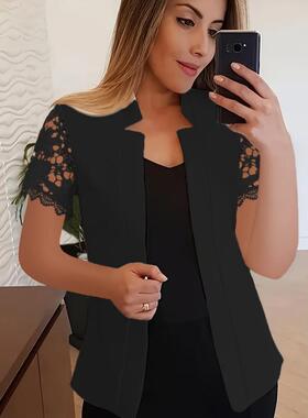 J 23485 Women's lace short sleeve blazer 女蕾丝短袖小西装