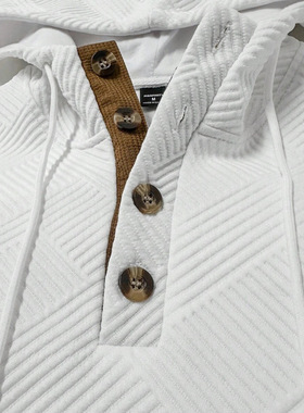 B 34889 Solid jacquard men's hooded sweatshirt 纯色提花男士