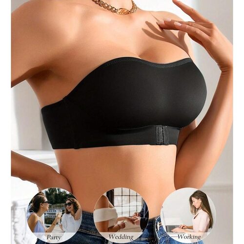 Womens Strapless Front Closure Bandeau Bra NonSlip Backless - 图2