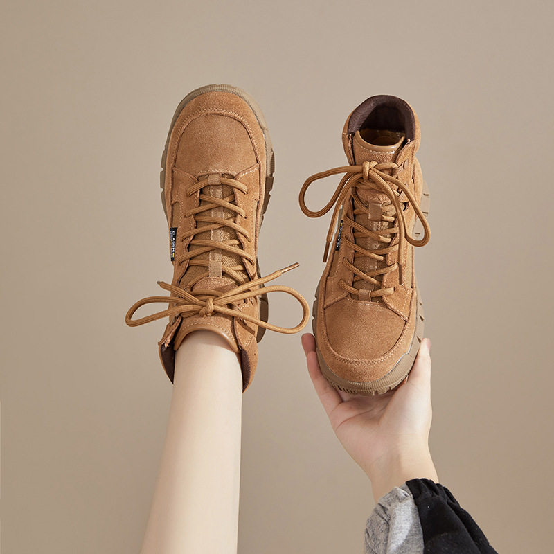 真皮棕色短靴女2025秋冬新款加绒沙漠靴超火马丁靴户外徒步登山鞋,淘宝优惠券,粉丝福利购,淘宝优惠卷