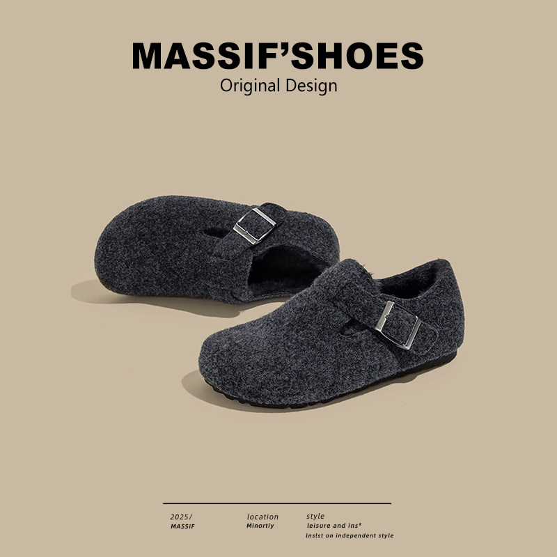 真皮加绒全包勃肯鞋女外穿2025冬季新款保暖毛毛鞋内增高博肯单鞋,淘宝优惠券,粉丝福利购,淘宝优惠卷