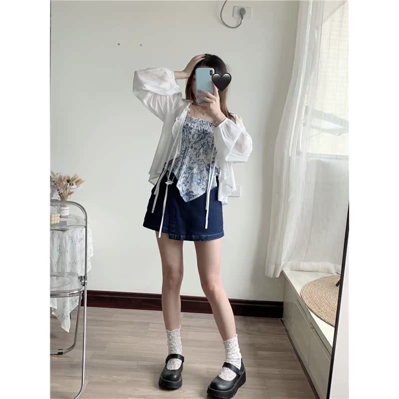 2021夏季新款辣妹碎花吊带打底+装 美人宫时尚套装