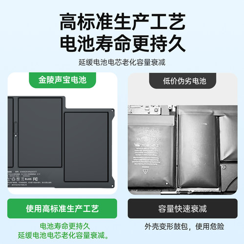 【3C认证】适用于MacBook Air/Pro苹果笔记本电脑电池 A1466/A1502/A1708/A1398/A1708/A2485/A2289/A1425 - 图2