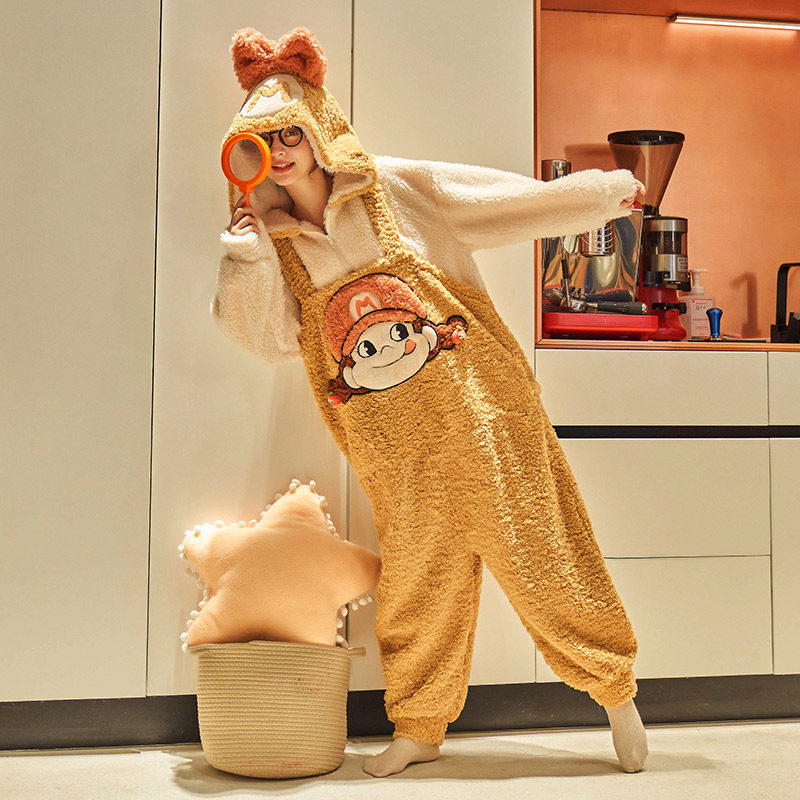 情侣秋冬季珊瑚绒加绒冬天卡通睡衣 名夫服饰睡衣/家居服套装