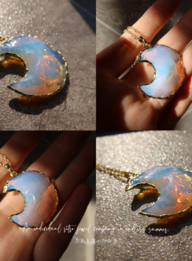 长款毛衣链女月亮吊坠鎏金高级感