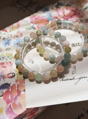 奶油体摩根石天然水晶宝石手链