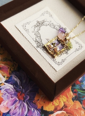 古典油画水晶宝石毛衣链