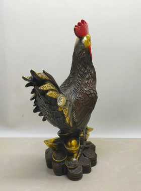 纯铜鎏金大公鸡摆件福鸡元宝鸡生肖鸡守护神雄鸡大吉大利风水摆件