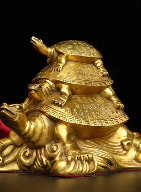 乌龟母子龟纯铜三层龟旺财