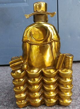 纯铜元宝财神爷工艺品桌面摆件