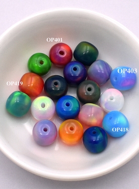 老型珠手链手串饰品配珠色极光澳宝扁珠桶珠隔珠子欧泊石散珠桶珠