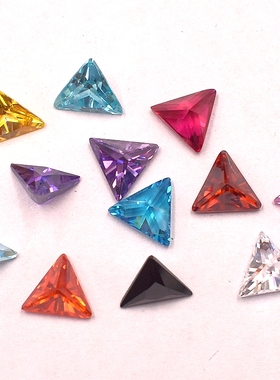 3X3到8x8mm彩色三角形锆石直三角形皓石CZ锆石裸石diy饰品配石
